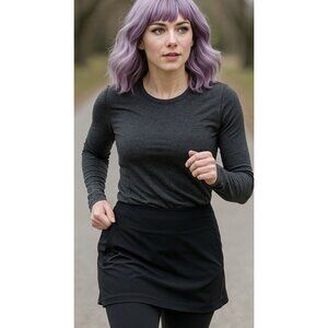 ATHLETA‎ Brooklyn Black Skort Skirt Size 12 Athletic Golf Tennis.       T